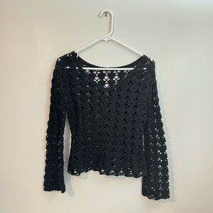 Black Sweater With Flared Bell Sleeves Size Large